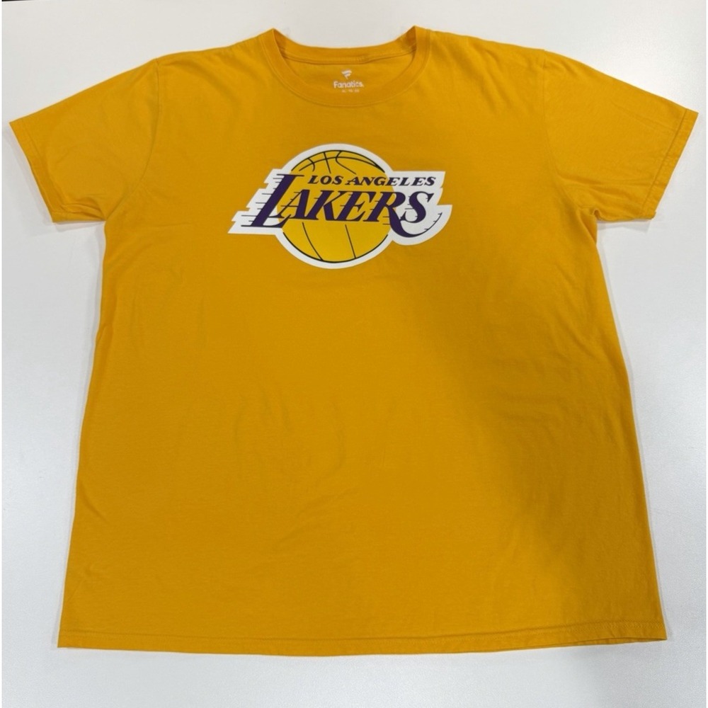 Los Angeles Lakers Fanatics T Shirt Mens XL Gold Yellow NBA Basketball Logo Tee